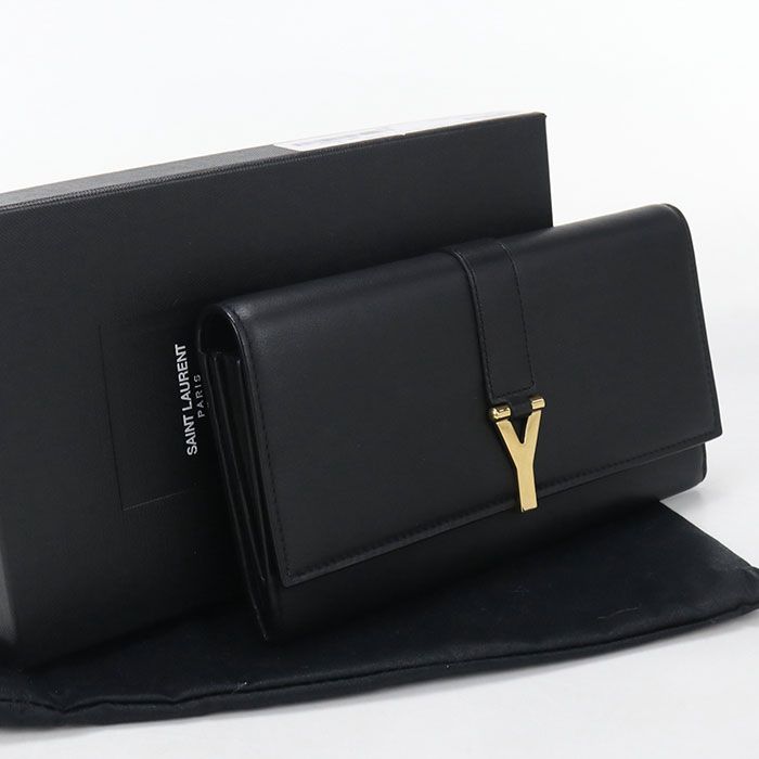 SAINT LAURENT サンローラン ラージフラップウォレット Yライン 314995 長財布二折 レザー【中古】 レディース