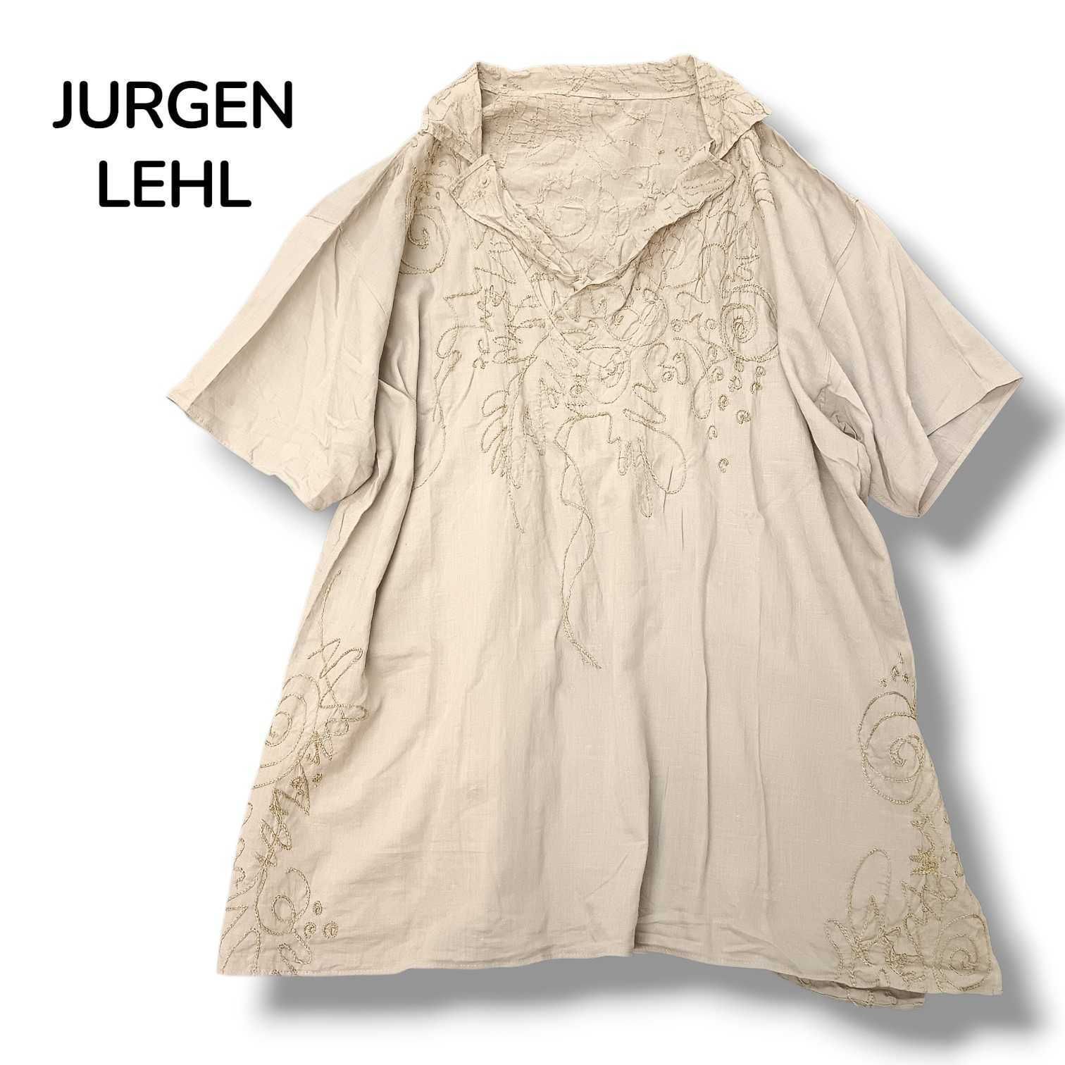 Jurgen Lehl ヨーガンレール 刺繍 半袖 プルオーバー チュニック スリット