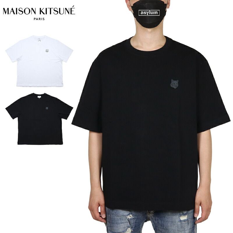 メゾンキツネ Tシャツ Maison Kitsune 半袖Tシャツ トップス 綿100% オーガニックコットン メンズ レディース ブランド 大きいサイズ おしゃれ おすすめ 人気 黒 白 maisonkitsune004 ブラック S M L