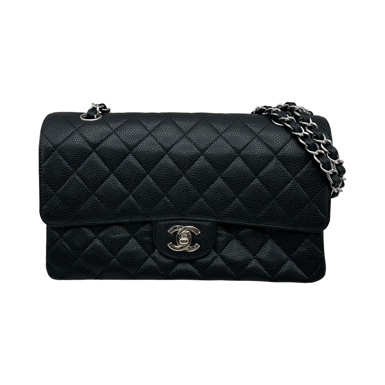 シャネル CHANEL マトラッセ25 A01112 15番台 ブラック シルバー金具 キャビアスキン レディース ショルダーバッグ
