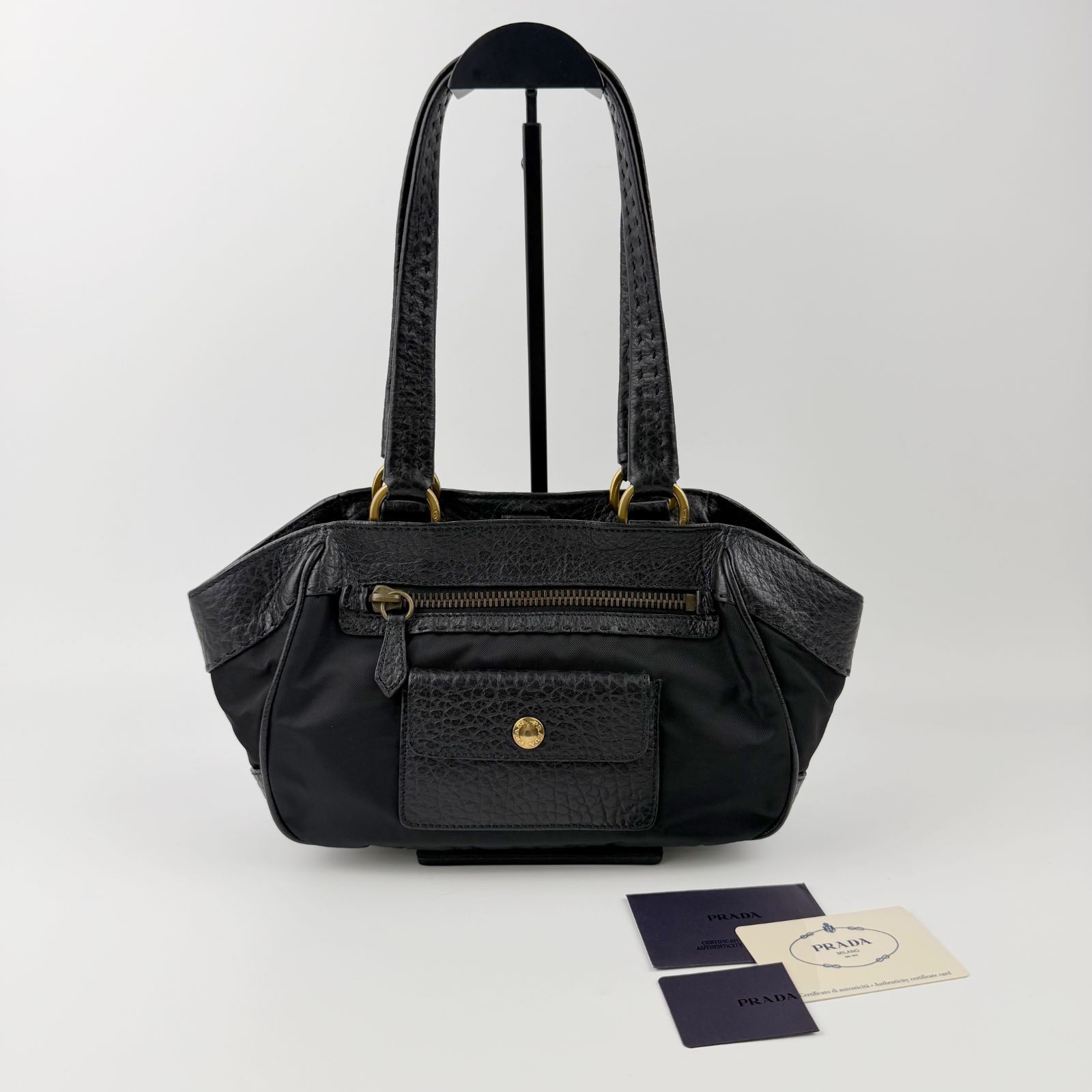 中古】PRADA プラダ テスート ミニボストン ハンドバッグ ナイロン 