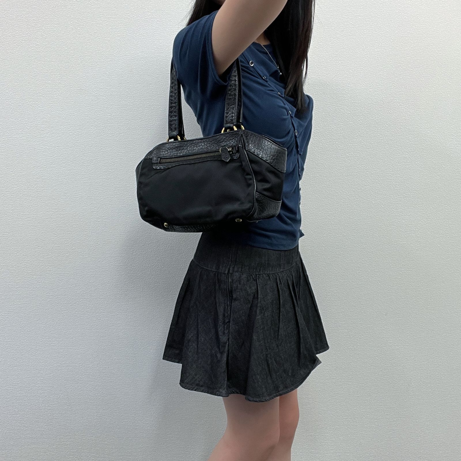 中古】PRADA プラダ テスート ミニボストン ハンドバッグ ナイロン 