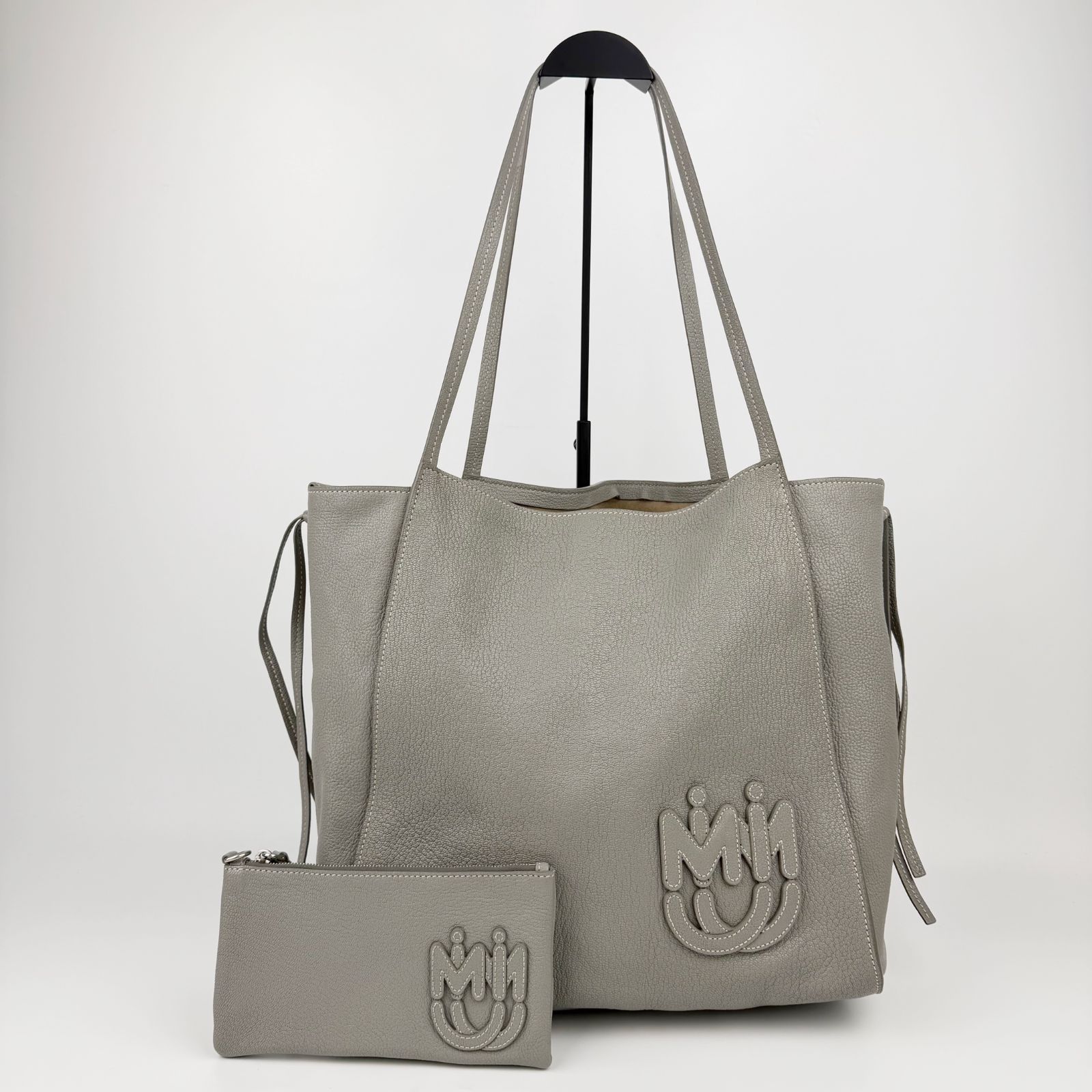 中古】MIU MIU ミュウミュウ アイビー ロゴ ポーチ付き トートバッグ