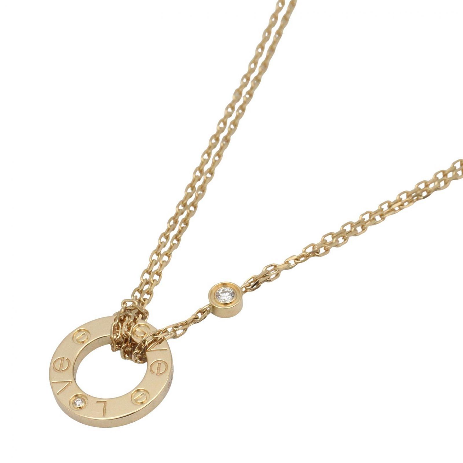 カルティエ CARTIER ネックレス ラブサークル 2PDネックレス 首回38/41cm K18（イエローゴールド） ダイヤモンド ラブサークル 2PDネックレス レディース Used A