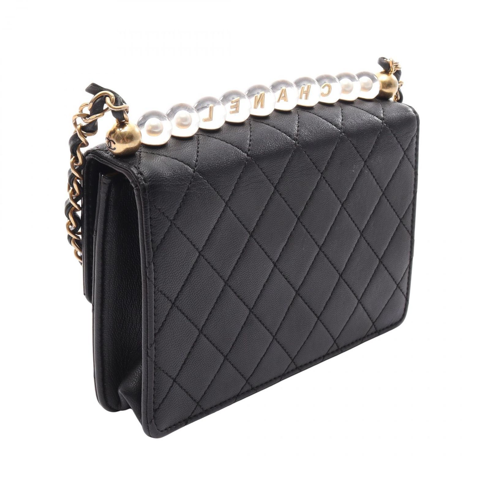 シャネル CHANEL ショルダーバッグ マトラッセ ブラック ラムスキン（羊革） マトラッセ チェーンショルダー レディース Used A
