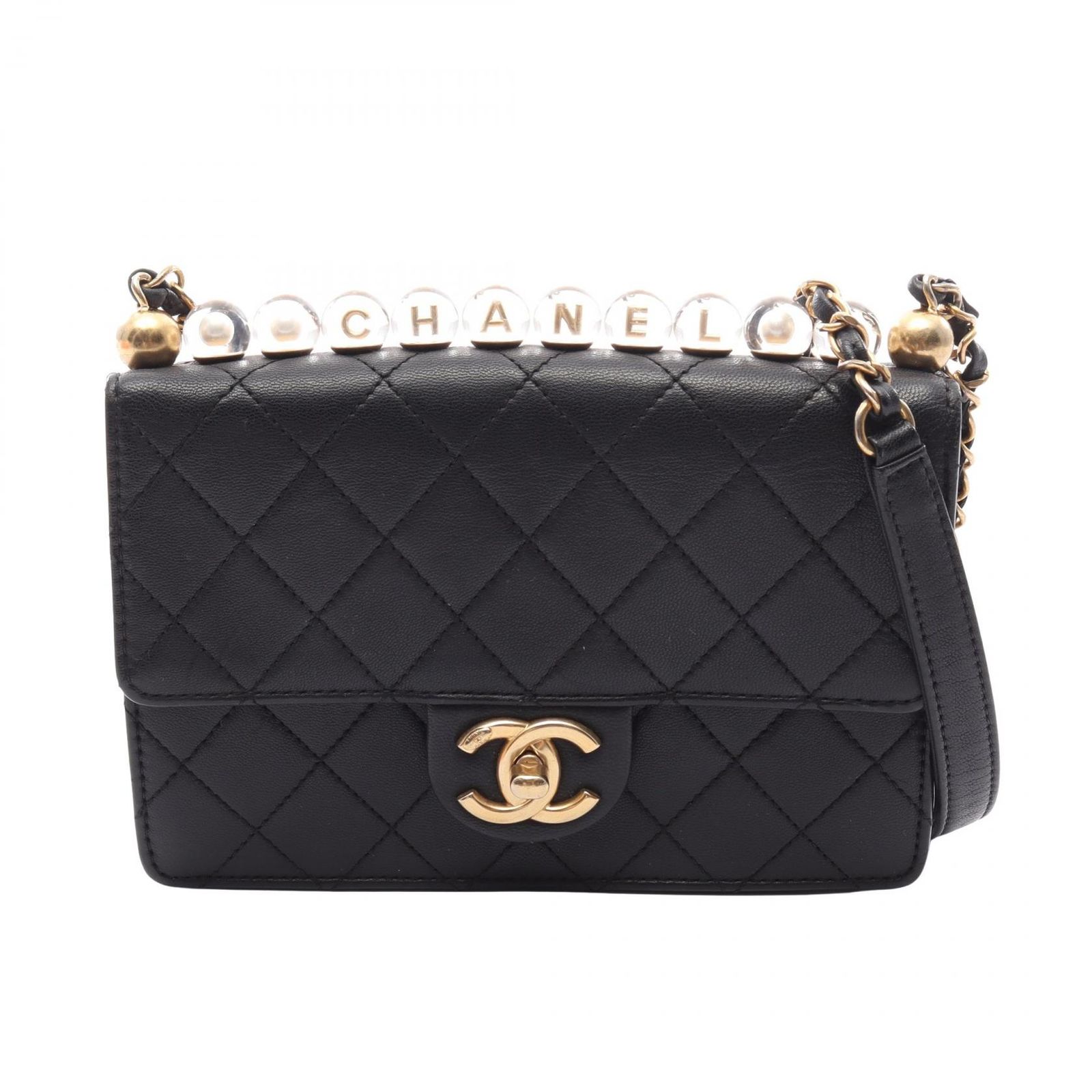 シャネル CHANEL ショルダーバッグ マトラッセ ブラック ラムスキン（羊革） マトラッセ チェーンショルダー レディース Used A