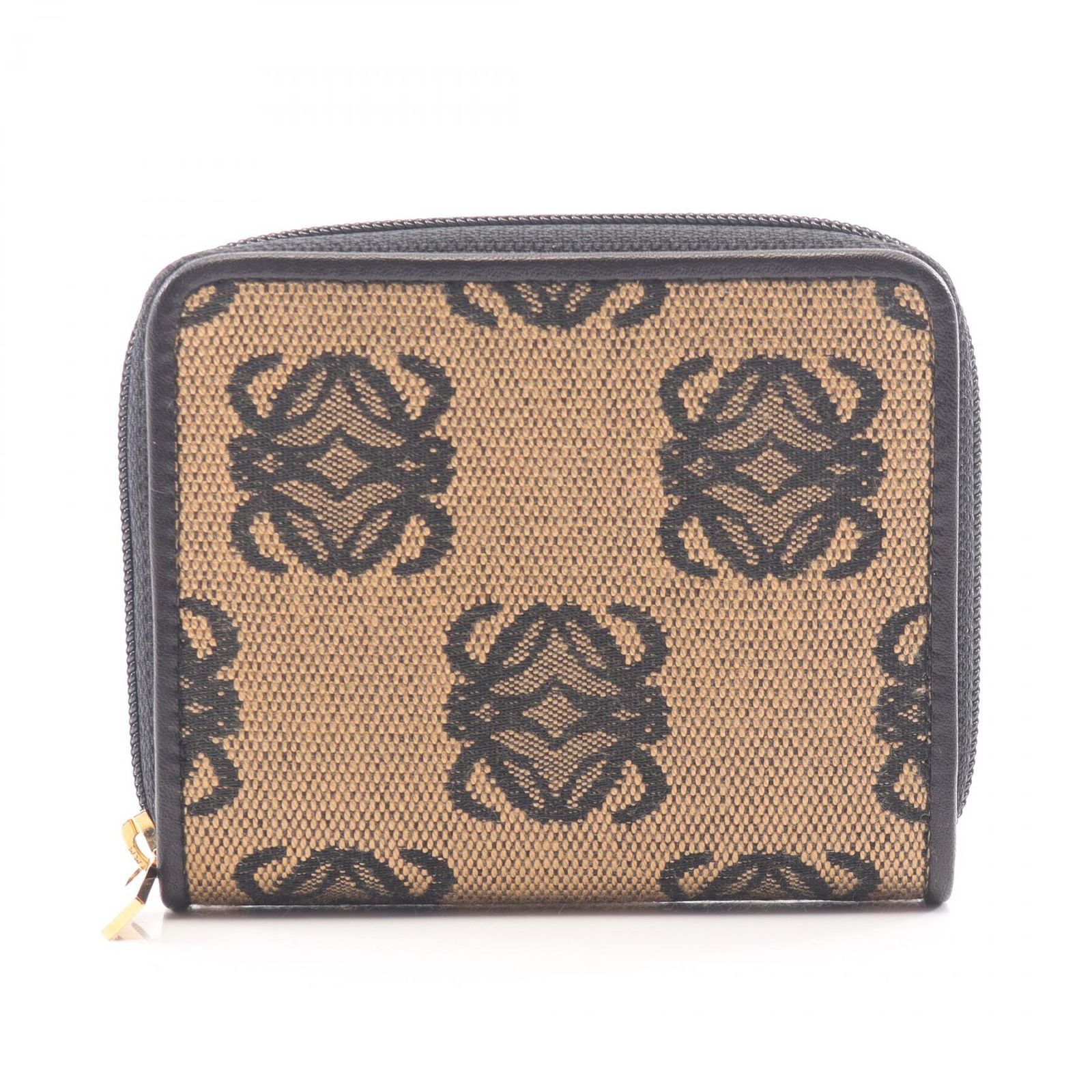 ロエベ LOEWE コインケース アナグラム ベージュ/ブラック キャンバス アナグラム コインケース レディース Used A