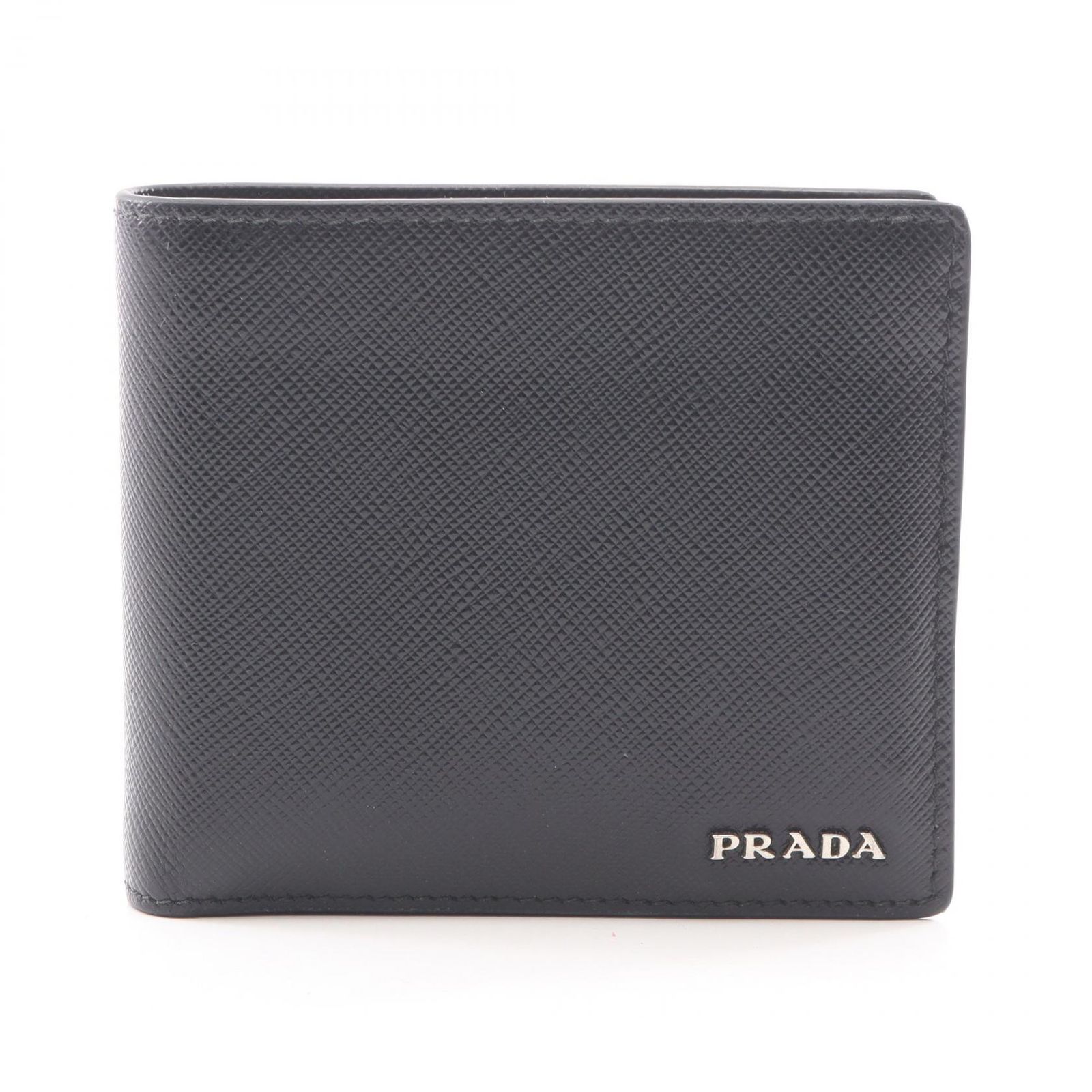 プラダ PRADA 二つ折り財布 SAFFIANO BICOLO 2M0738 ブラック サフィアーノレザー 二つ折財布 メンズ Used B