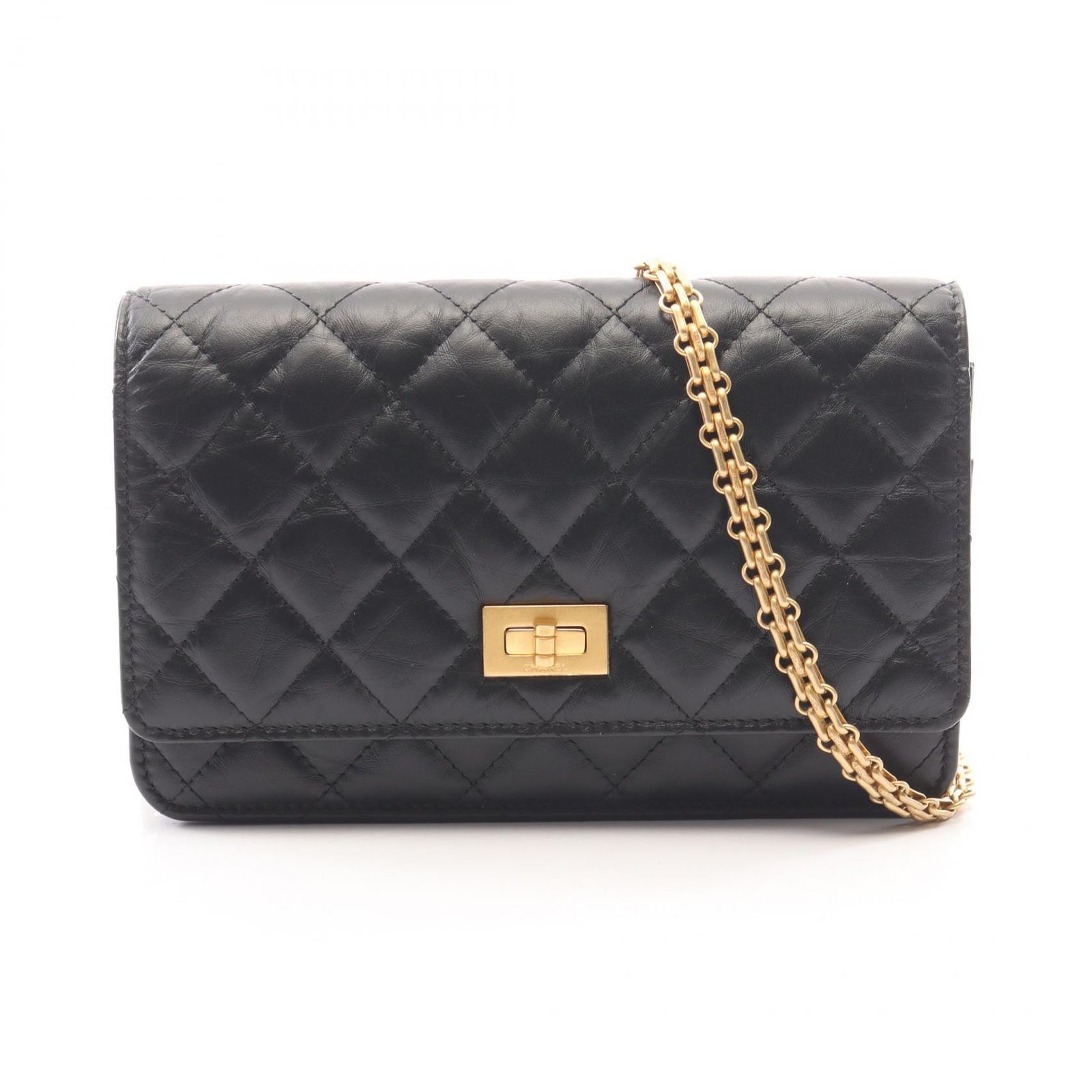 シャネル CHANEL ショルダーバッグ 2.55 マトラッセ ミニ ブラック カーフ（牛革） 2.55 マトラッセ チェーンウォレット レディース Used A 229,860円