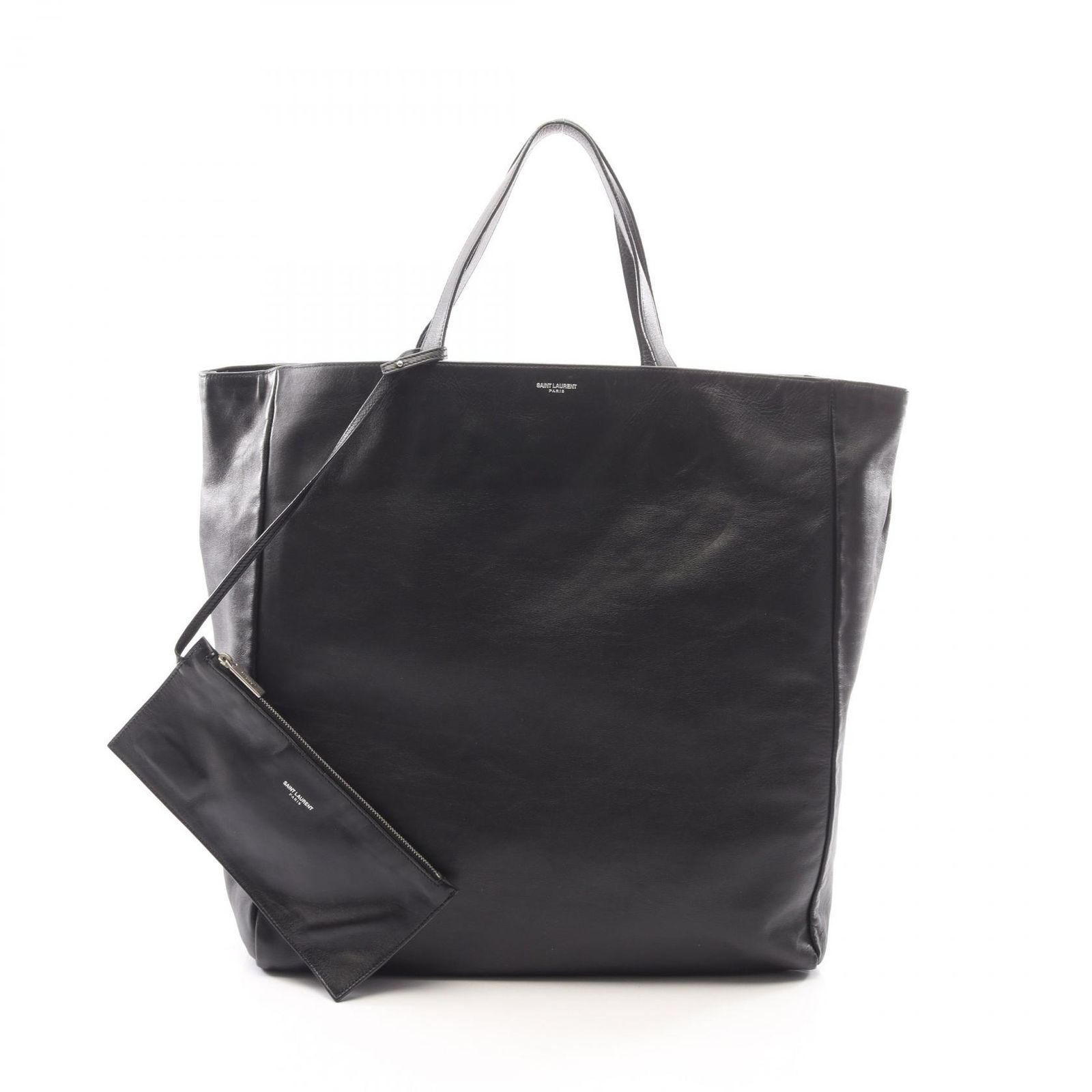 サンローランパリ SAINT LAURENT PARIS トートバッグ ロゴ ブラック レザー トートバッグ レディース Used B
