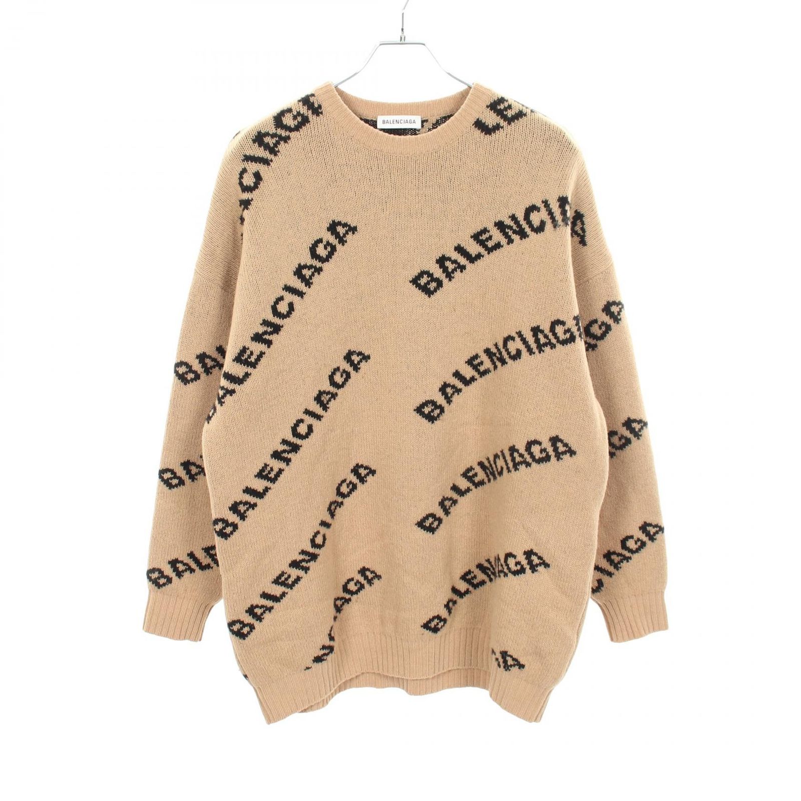 バレンシアガ BALENCIAGA ニット オールオーバー ロゴ 581027 ウール ニット ロゴセーター ユニセックス Used B