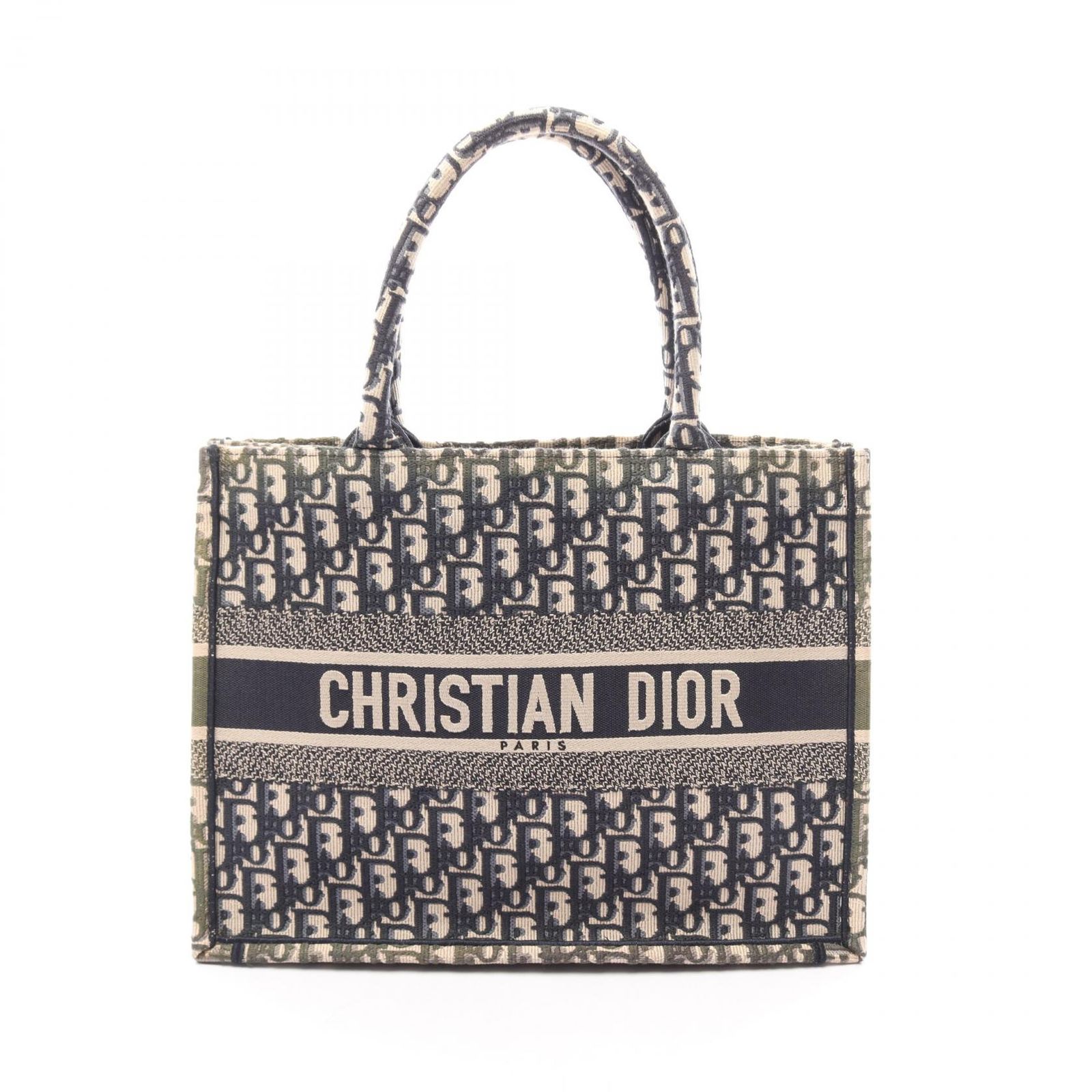 クリスチャンディオール Christian Dior トートバッグ BOOK TOTE ブックトート ミディアム オブリークエンブロイダリー ベージュ/ネイビー キャンバス オブリーク ブックトート ミディアム