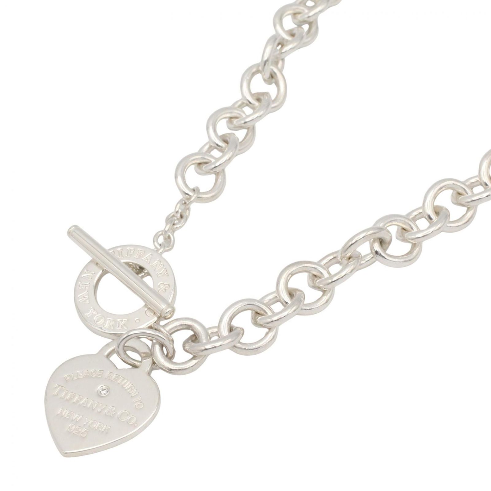 ティファニー TIFFANY＆CO ネックレス リターントゥティファニーハートタグネックレス 首回り40㎝ シルバー925 ダイヤモンド リターントゥティファニーハートタグネックレス