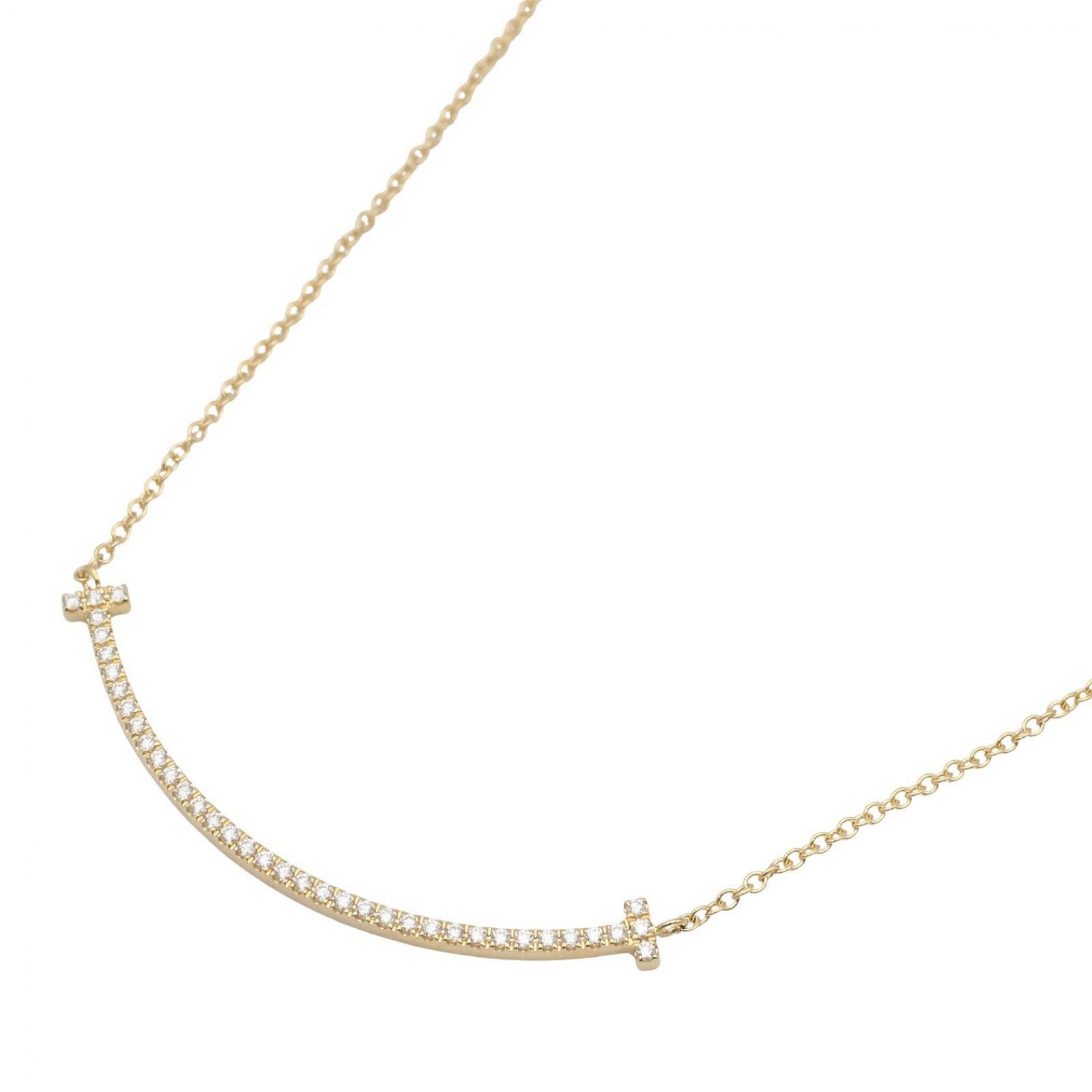 ティファニー TIFFANY＆CO ネックレス Tスマイル スモール ダイヤ ネックレス 首回り40.5㎝ K18（イエローゴールド） ダイヤモンド Tスマイル スモール ダイヤ ネックレス