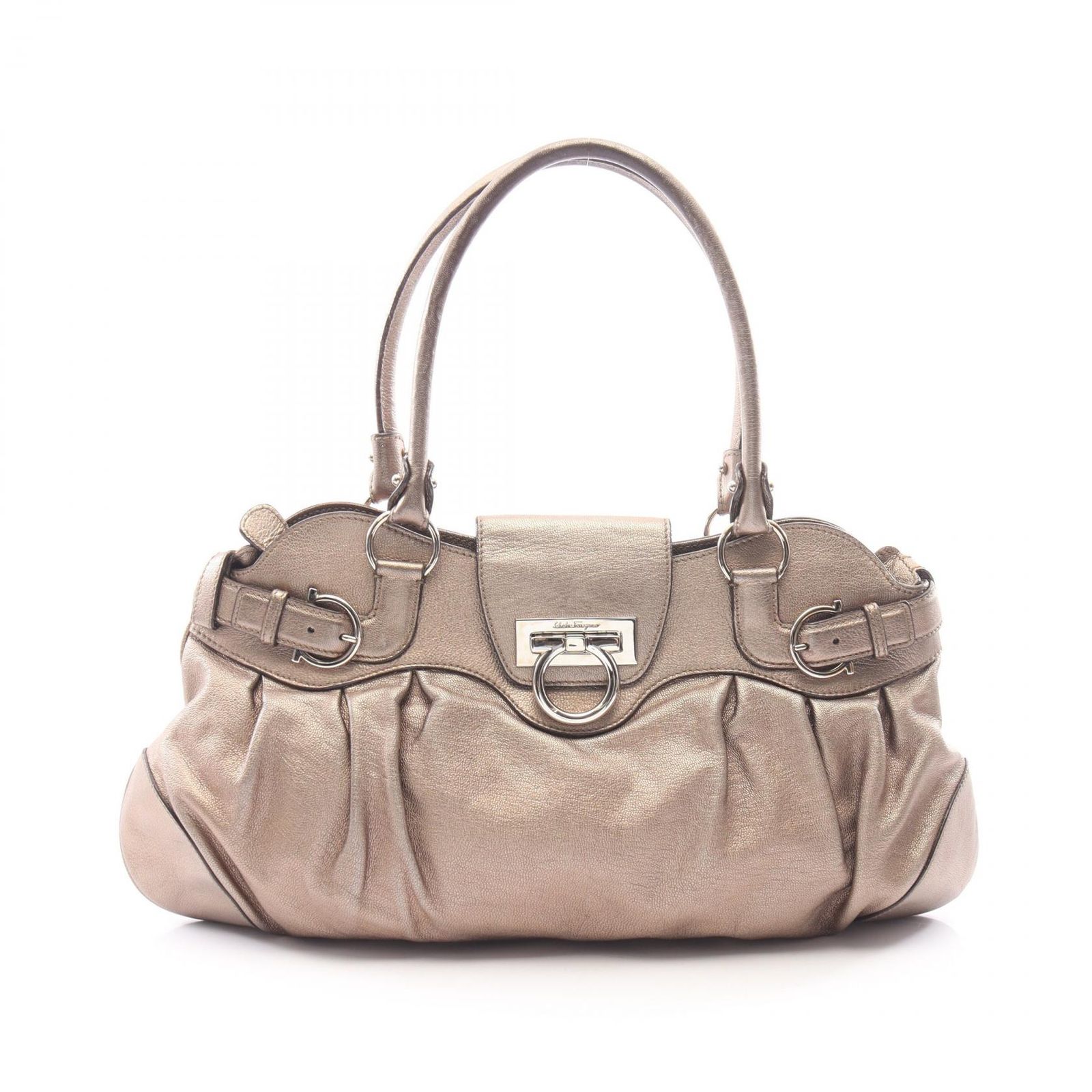サルヴァトーレフェラガモ Salvatore Ferragamo ハンドバッグ マリッサ ガンチーニ 21 5370 ゴールド レザー ガンチーニ トートバッグ レディース Used B