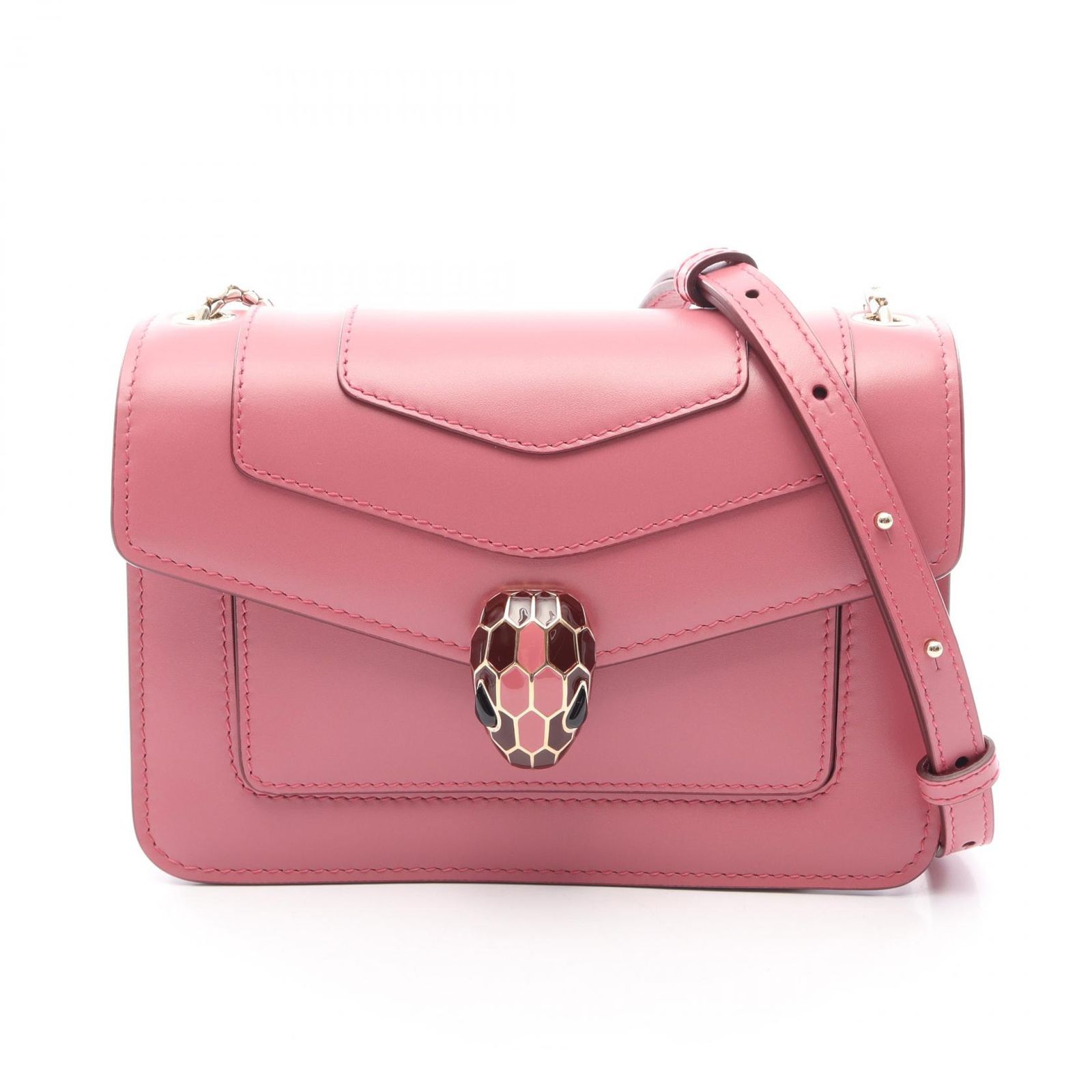 ブルガリ BVLGARI ショルダーバッグ セルペンティ フォーエバー 289673 ピンク レザー セルペンティ フォーエバー スモール チェーンショルダー レディース Used A