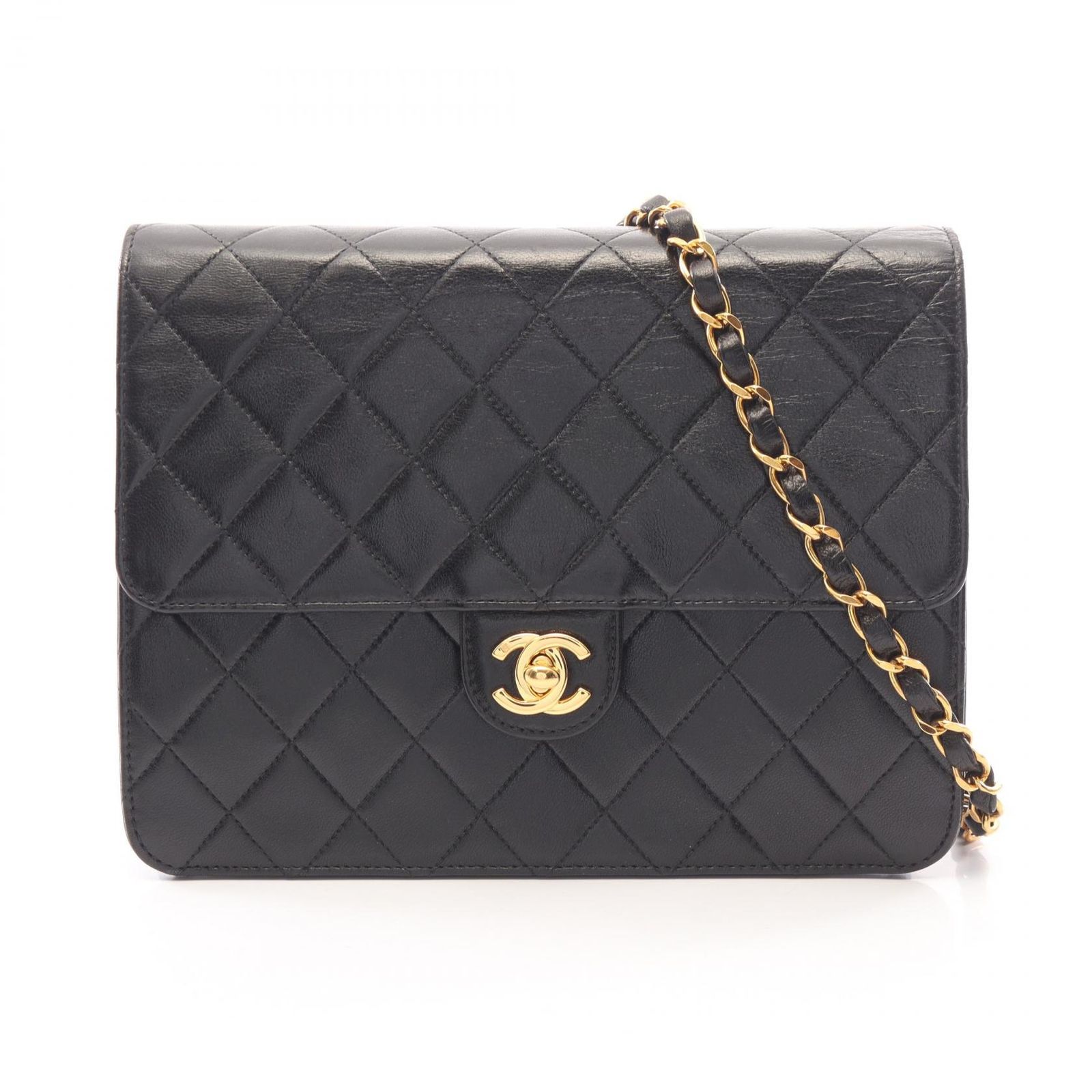 シャネル CHANEL ショルダーバッグ マトラッセ シングルフラップ ブラック ラムスキン（羊革） マトラッセ シングルフラップ チェーンショルダー レディース