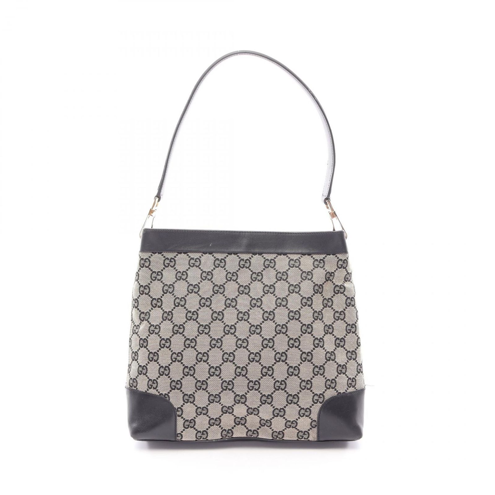 グッチ GUCCI ショルダーバッグ GGキャンバス 001 4231 ベージュ/ブラック キャンバス レザー ショルダーバッグ レディース Used B