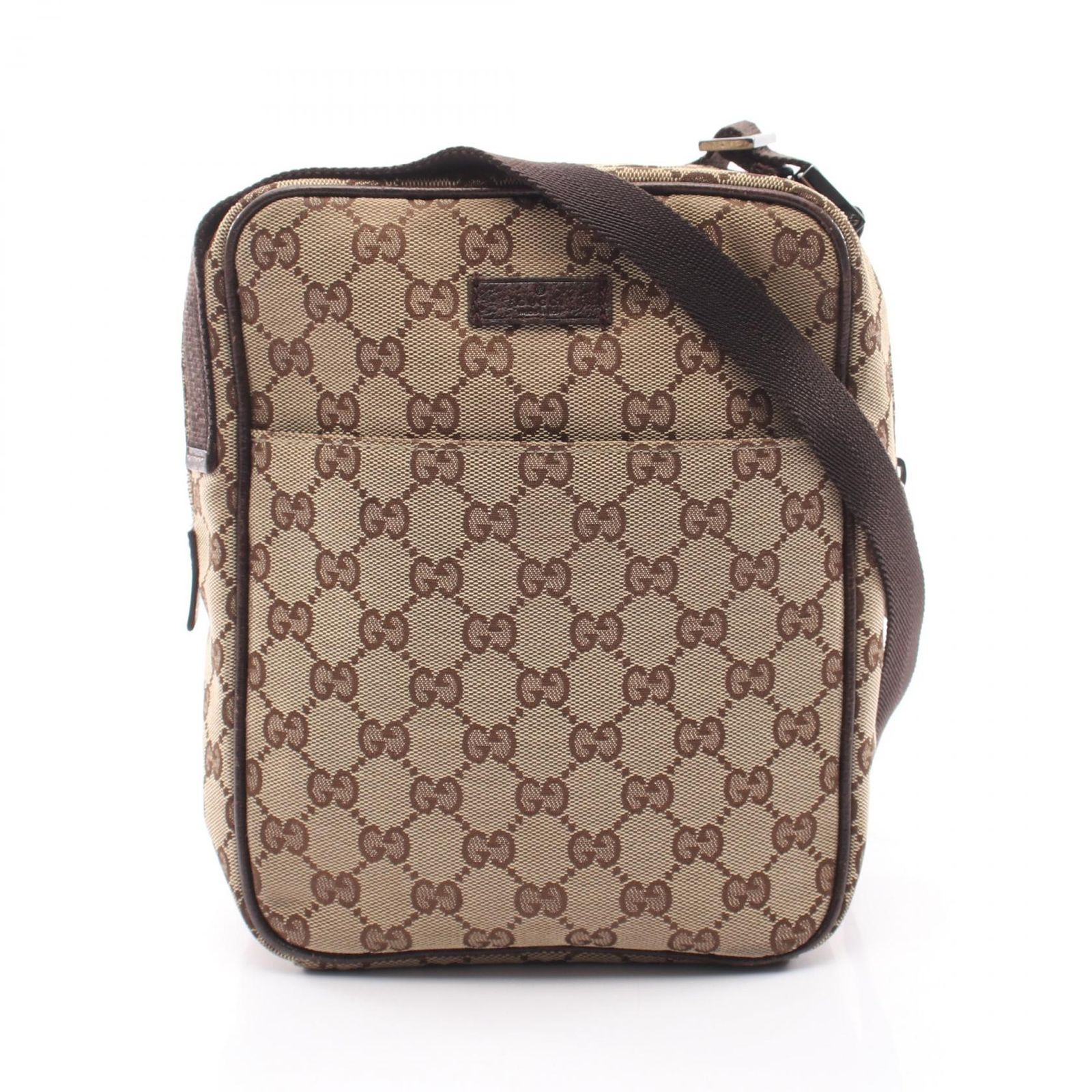 グッチ GUCCI ショルダーバッグ GGキャンバス 122759 ベージュ/ダークブラウン キャンバス レザー ショルダーバッグ ユニセックス Used B