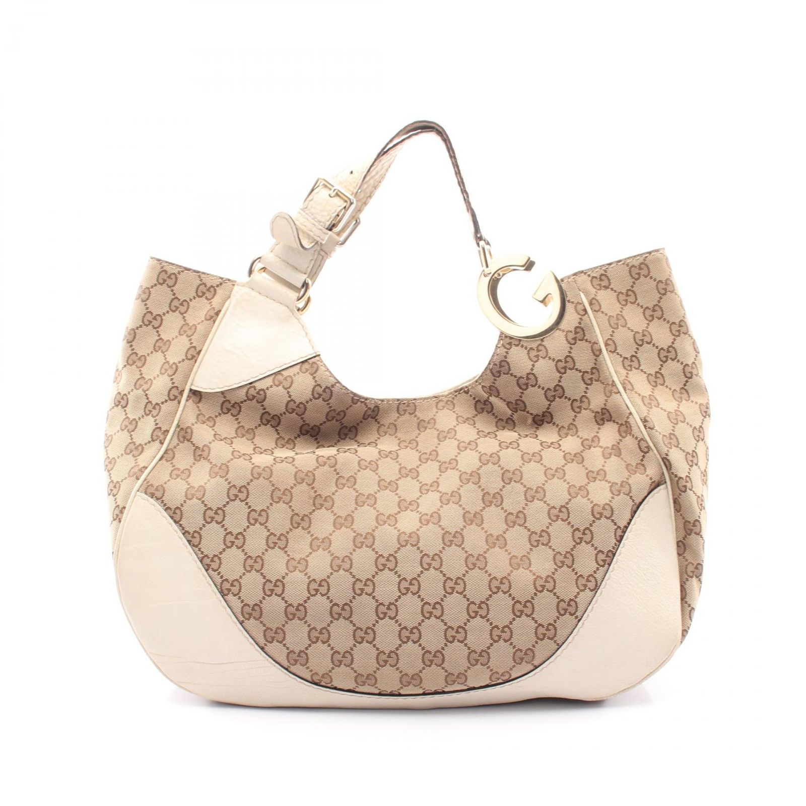 グッチ GUCCI ショルダーバッグ GGキャンバス 203504 ベージュ/アイボリー キャンバス レザー ハンドバッグ レディース Used B