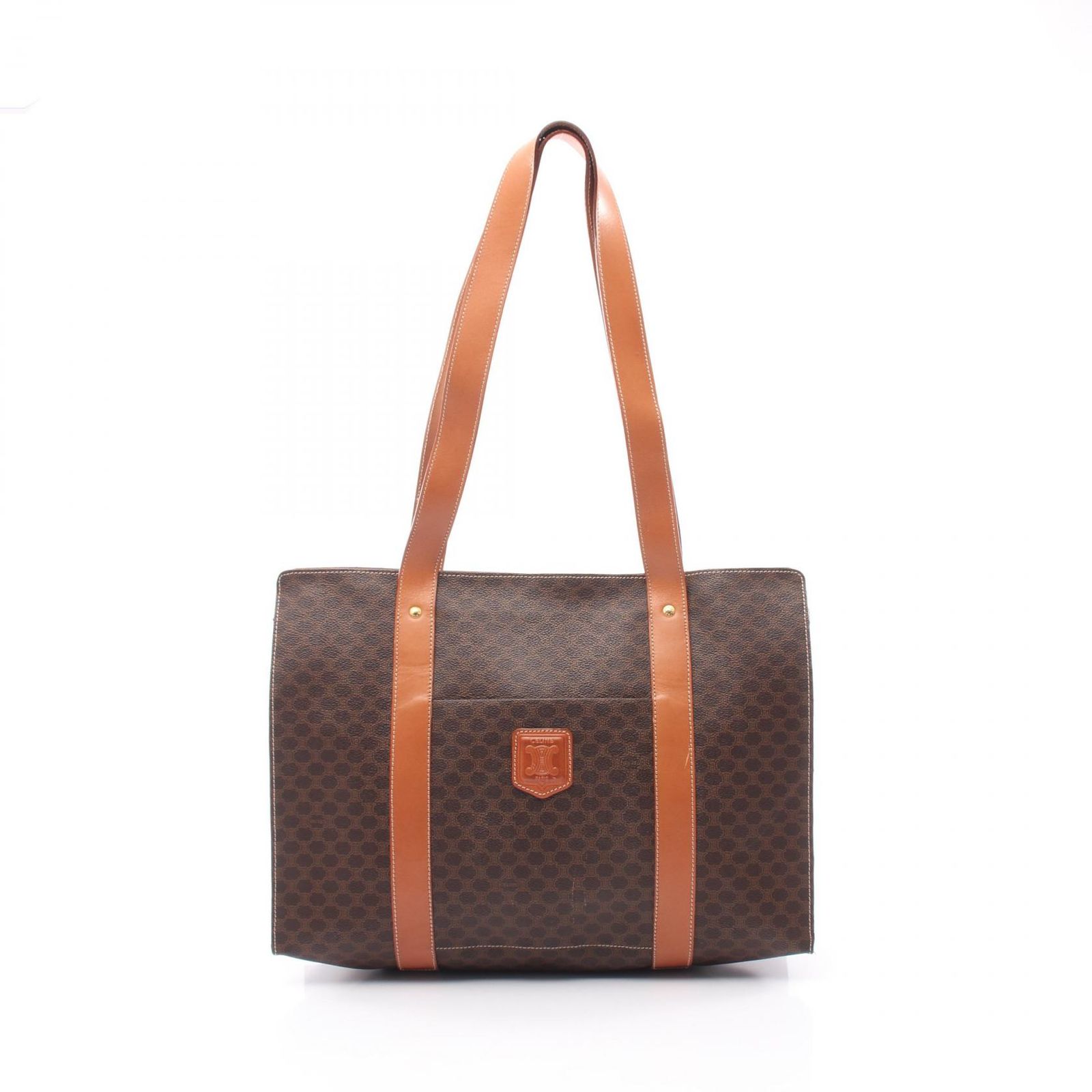 セリーヌ CELINE トートバッグ マカダム ブラウン/ダークブラウン PVCコーティングキャンバス レザー マカダム トート レディース Used B