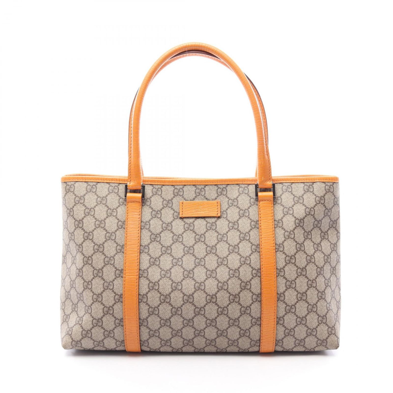 グッチ GUCCI トートバッグ GGスプリーム 114595 ベージュ/オレンジ PVCコーティングキャンバス レザー GGスプリーム トート レディース Used B