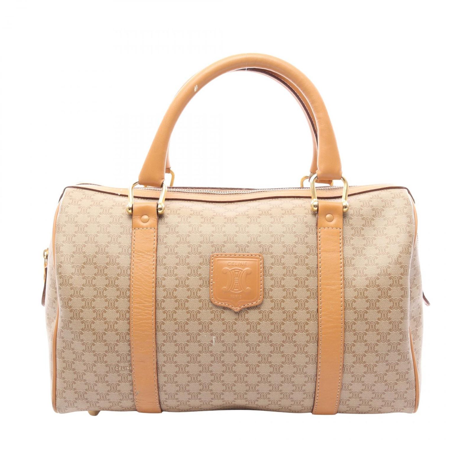 セリーヌ CELINE トートバッグ マカダム ベージュ PVCコーティングキャンバス レザー トリオンフ ミニボストン レディース Used B 34,970円