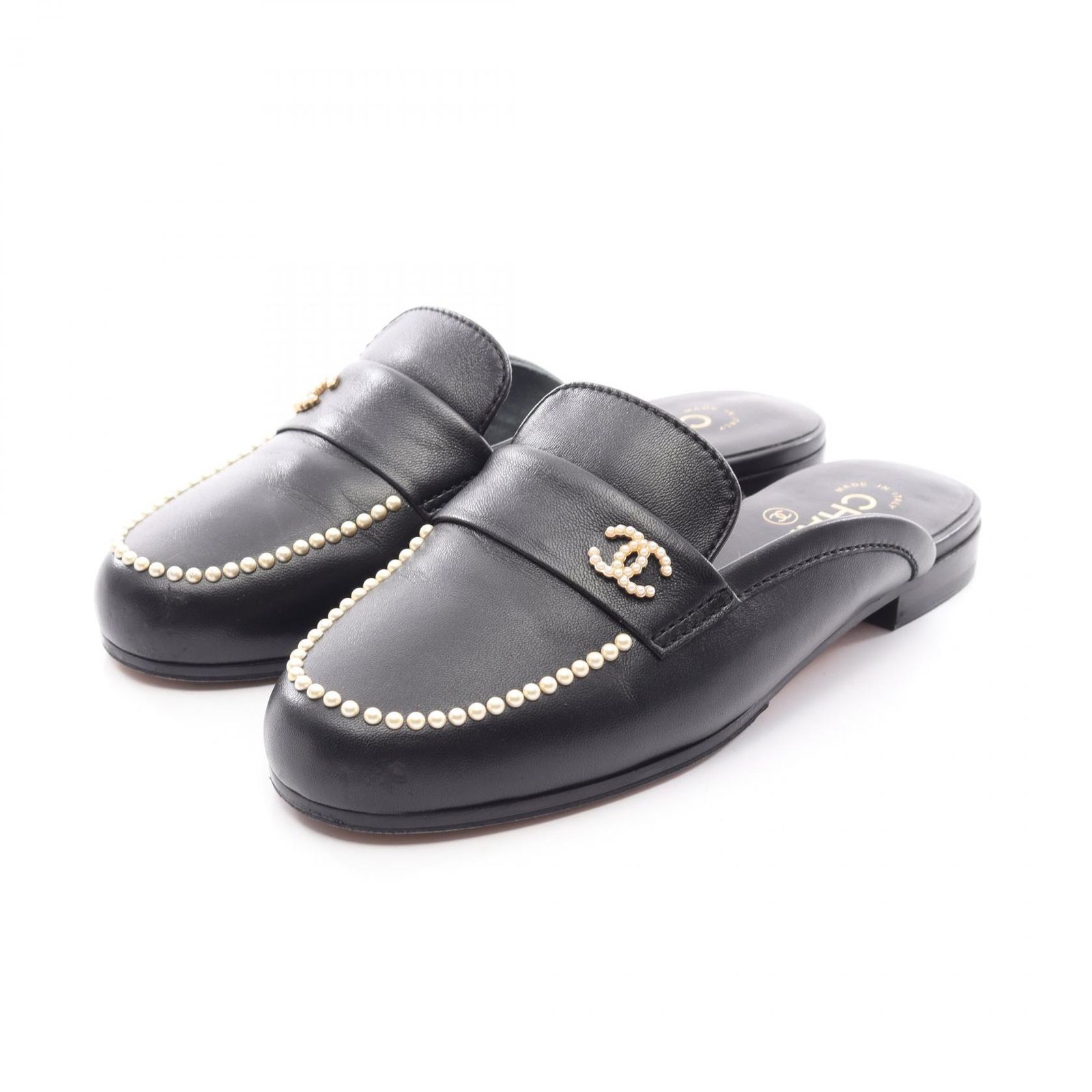 シャネル CHANEL ミュール ココマーク パール G35798 レザー サンダル レディース Used B