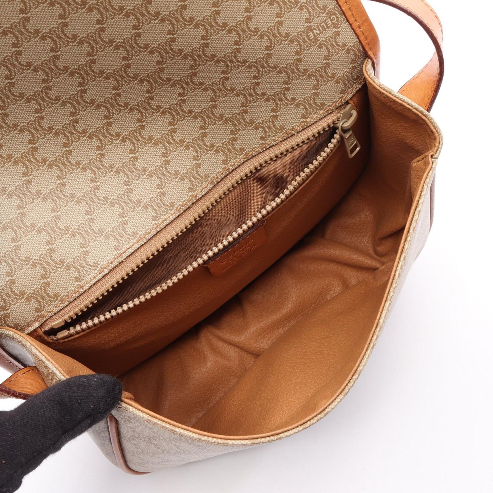 セリーヌ CELINE ショルダーバッグ マカダム ベージュ PVCコーティング