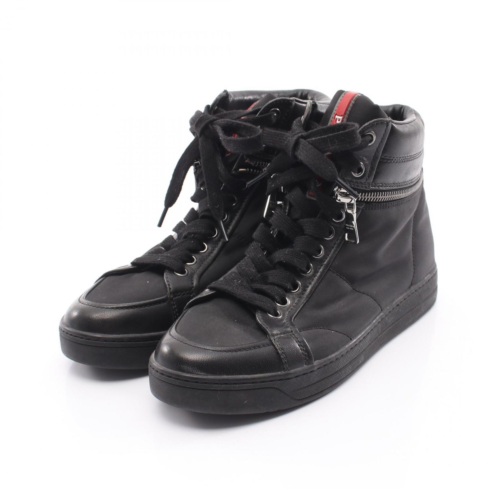 プラダ PRADA スニーカー ナイロン レザー スニーカー レディース Used B
