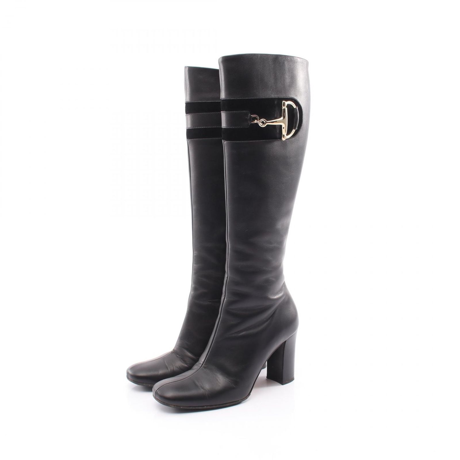 グッチ GUCCI ブーツ ホースビット ロング 217204 ブラック レザー ブーツ レディース Used B