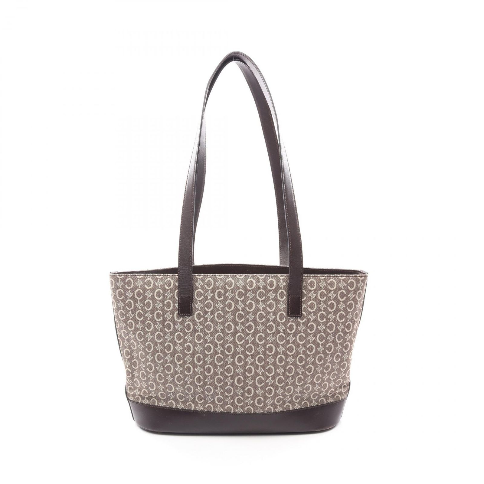 セリーヌ CELINE トートバッグ Cマカダム ブラウン/ダークブラウン キャンバス レザー Cマカダム ショルダーバッグ レディース Used B