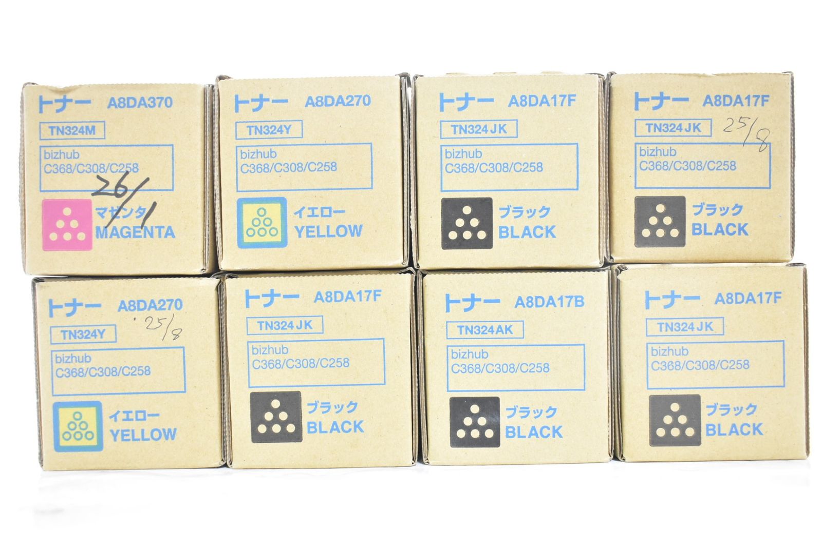 未使用 コニカミノルタ 純正 トナー TN324 3色8本（マゼンタ・イエロー・ブラック） KONICA MINOLTA ITIG7T3RJ9Z4-D-N28-byebye