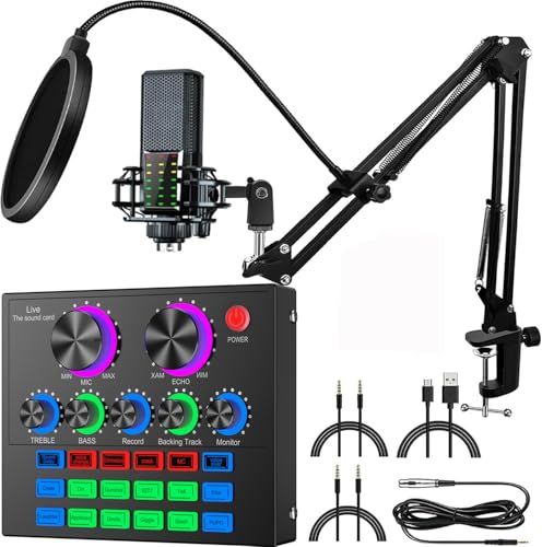 カラオケセット家庭用 ボイスチェンジャー マイク サウンドカード 配信機材 Cotumned v8 sound card with condenser mic set ライブ配信用機材 PA マルチトラックレコーダー レコーディング機材 デジ c9568063