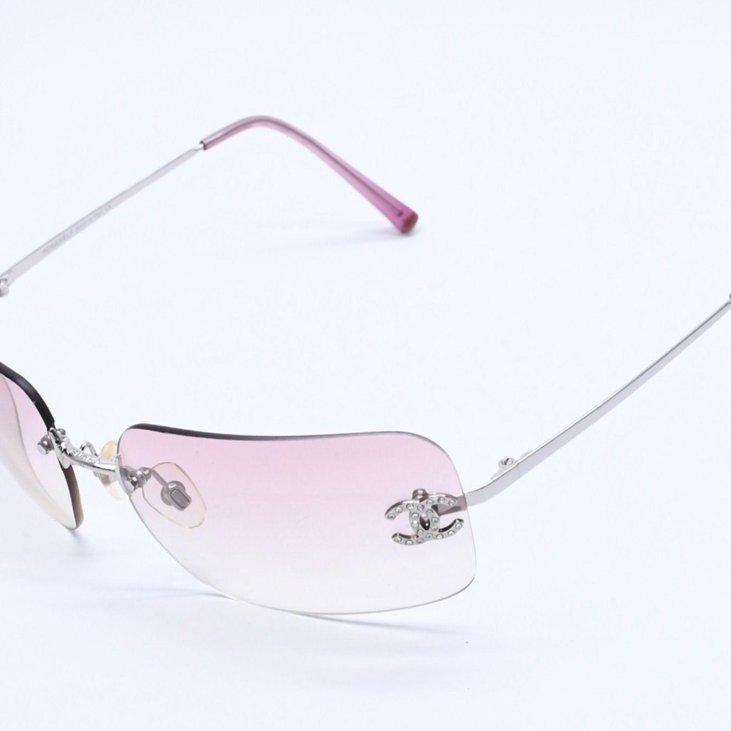 極美品 CHANEL シャネル リムレス サングラス アイウェア 4017-D c.124 