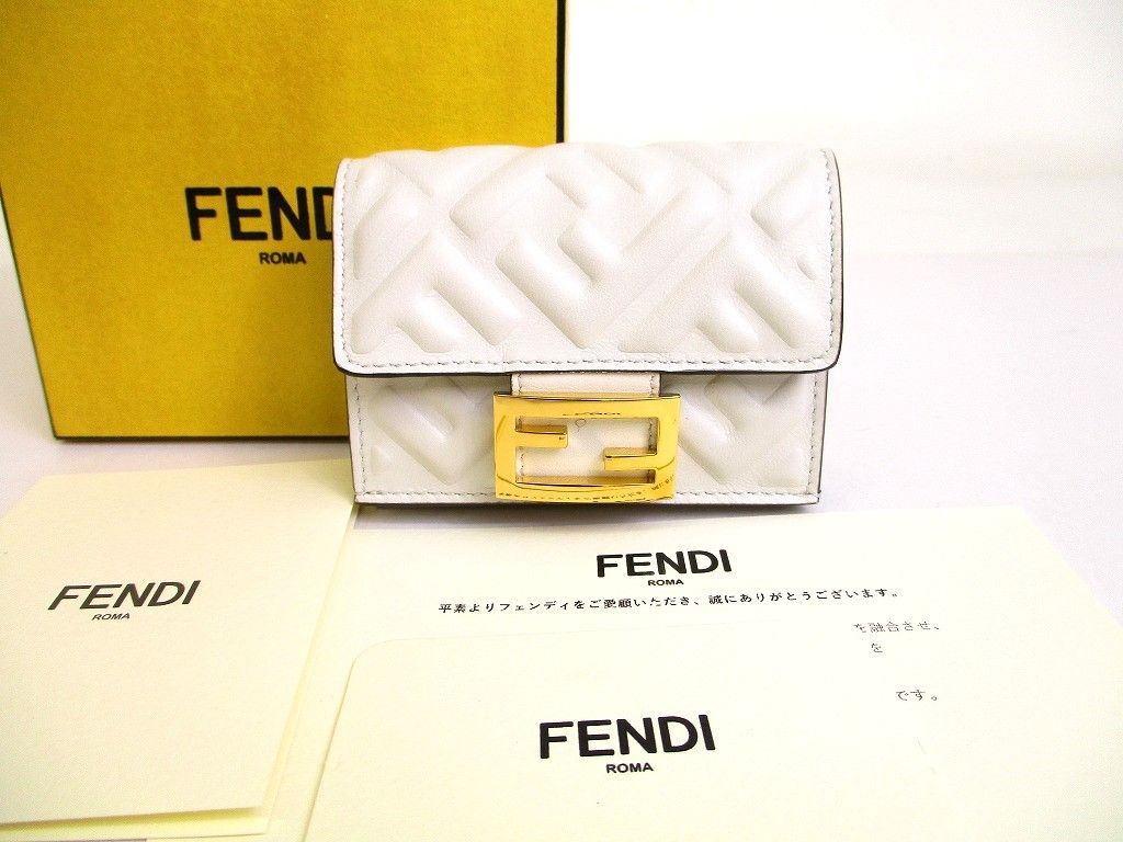 フェンディ FENDI FFモチーフ バゲット ナッパレザー マイクロ 三つ折り 財布 コンパクトウォレット 【未使用保管品】