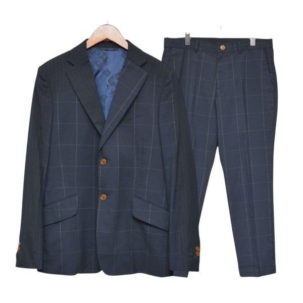 Vivienne Westwood man　ヴィヴィアンウエストウッドマン　2B背抜き切替スーツセットアップ　チェックテーラードジャケット　スラックスパンツ　VW-W1-77222／77224　8054000247790