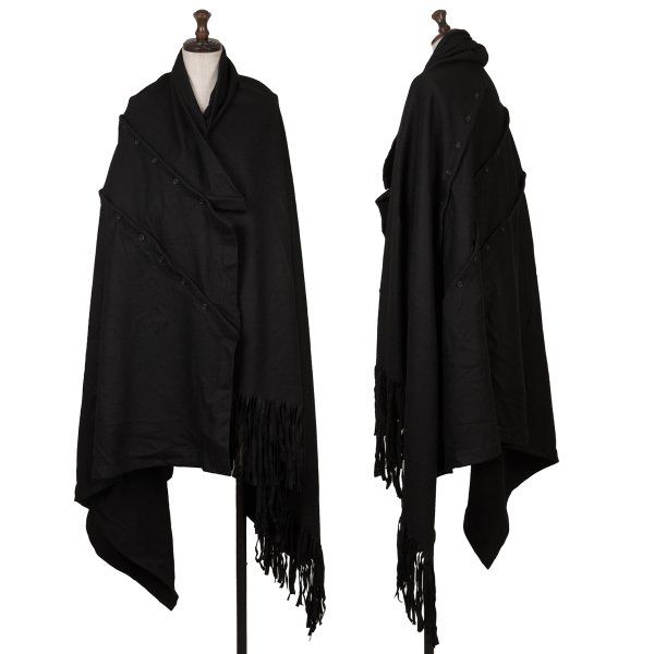 レギュレーション ヨウジヤマモトREGULATION yohji yamamoto メニーボタンフリンジケープ 黒4