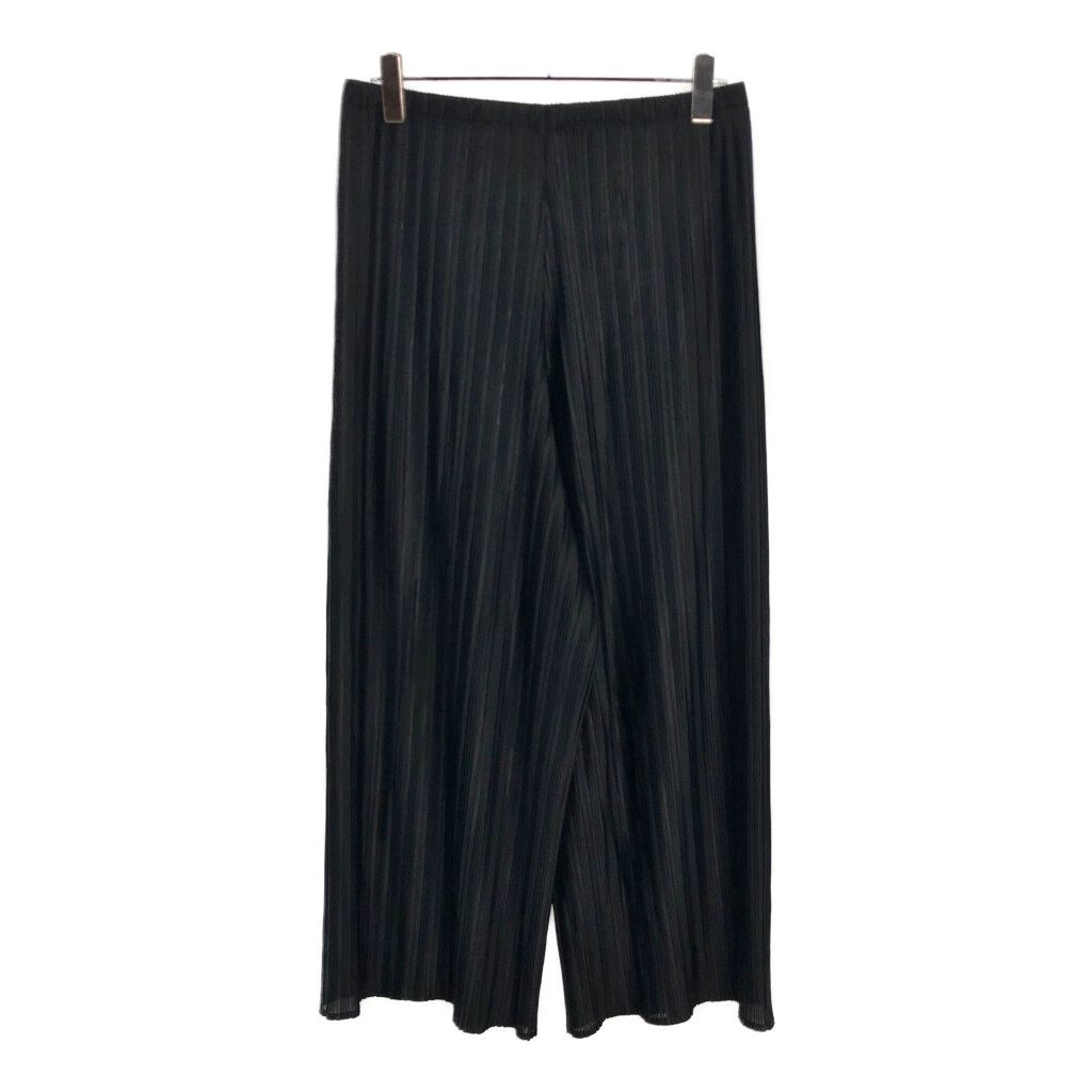 modeLia ワイド プリーツパンツ ブラック(レディース XL)中古 古着 V6575