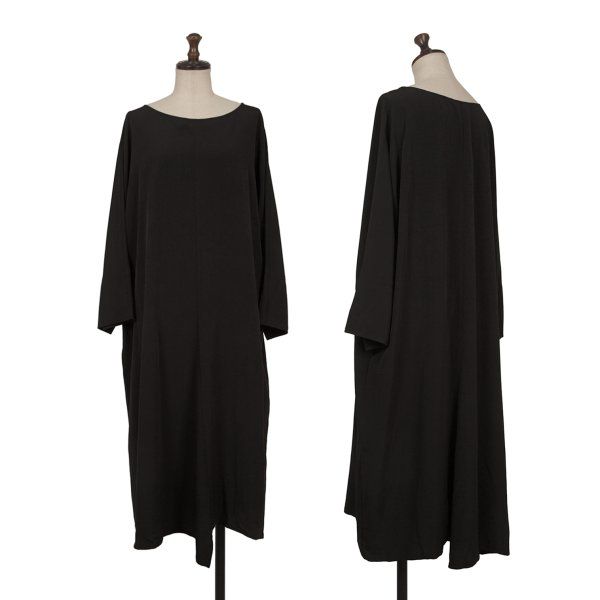 ヨウジヤマモト ファムYohji Yamamoto FEMME クレープデシン半袖ワンピース 黒1