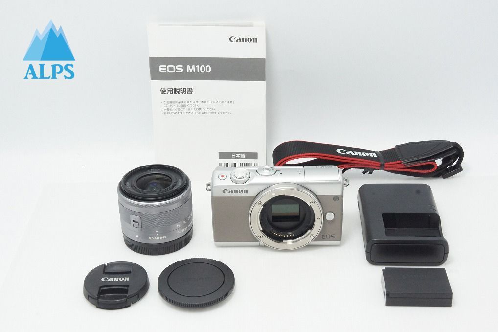 良品 Canon キヤノン EOS M100 ボディ + EF-M 15-45mm IS STM レンズキット ミラーレス一眼カメラ グレー 260616d
