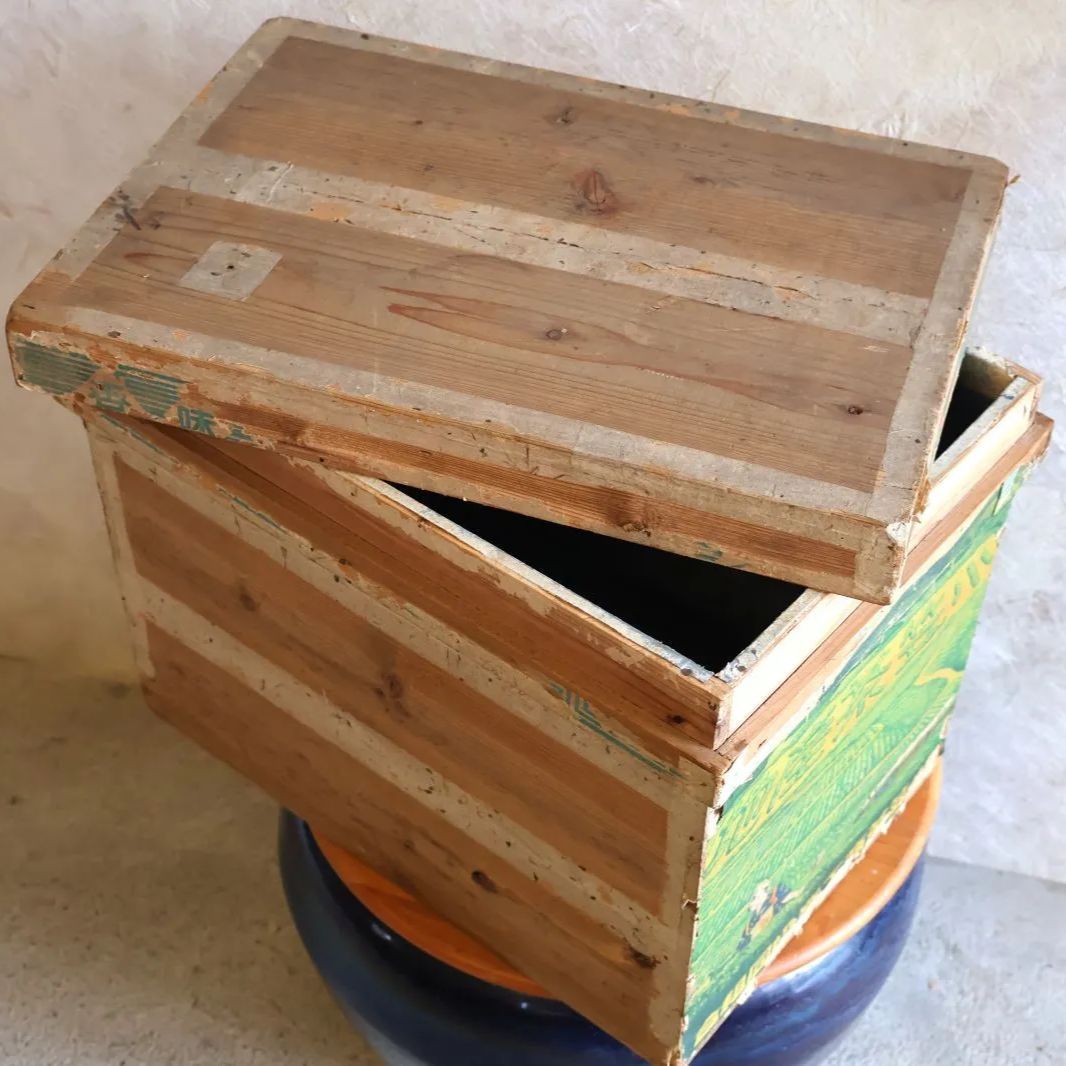 ★中古品★茶箱？ 茶箱 木箱 小笠茶 ブリキ 翠印 昭和レトロ お茶 木製 Vintage Japanese