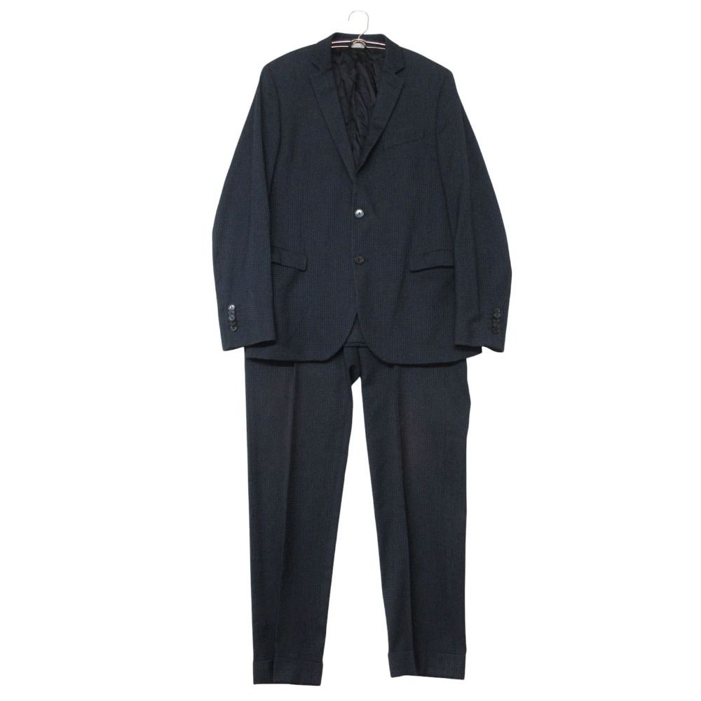 MANUEL RITZ マニュエル リッツ スーツ チェック柄 セットアップ 2B ノータックパンツ ネイビー メンズ 【中古】