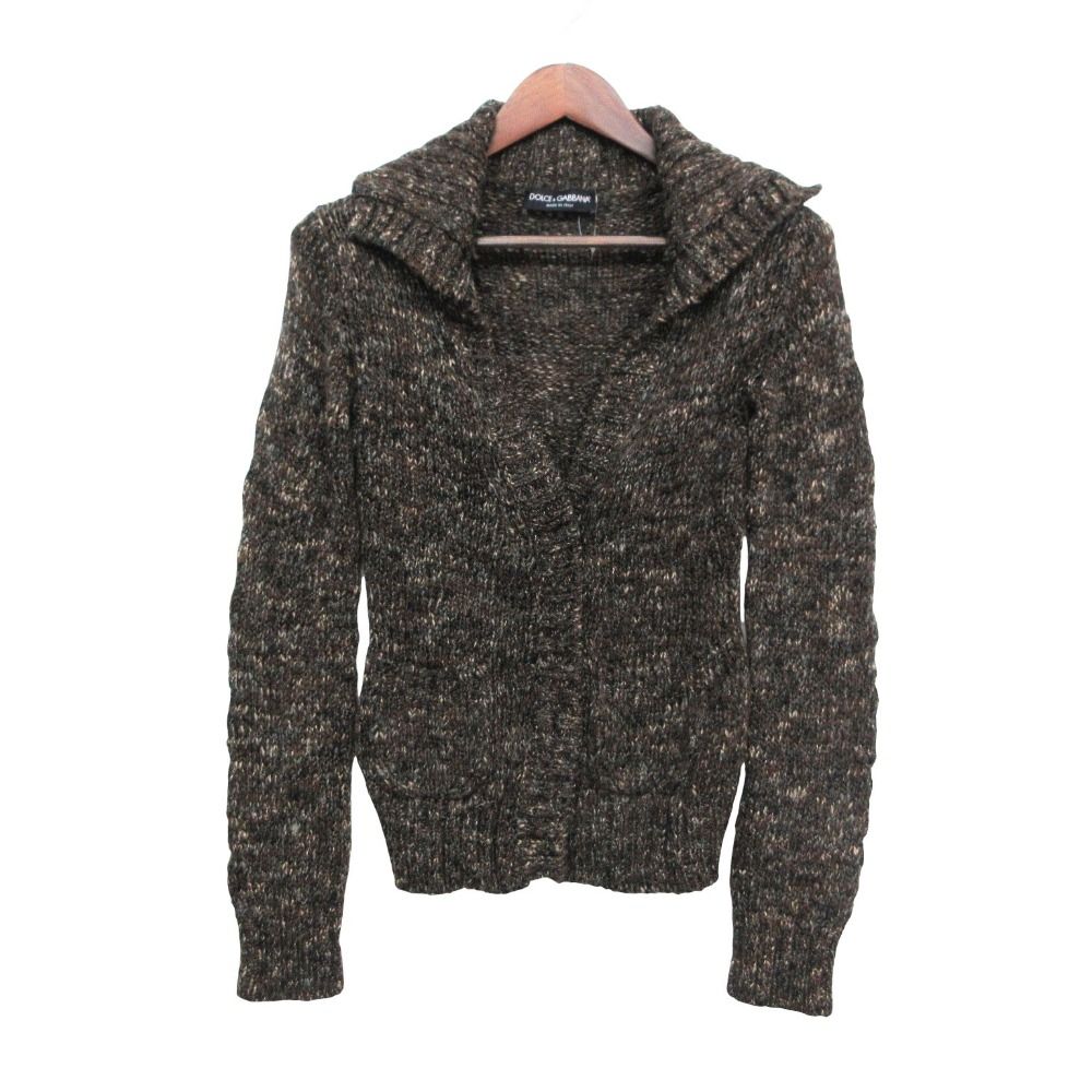 DOLCE&GABBANA ドルチェアンドガッバーナ カーディガン Y2K ミックスニット 長袖 トップス タイト ブラウン 38【S】 レディース 【中古】
