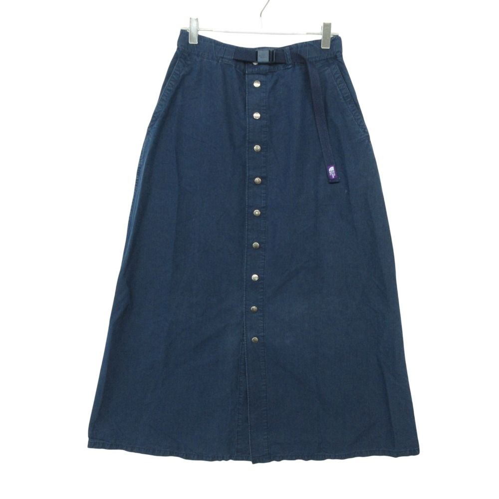 THE NORTH FACE ザ・ノースフェイス PURPLE LABEL ロングスカート Indigo Mountain Wind Skirt フロントボタン マキシ丈 インディゴマウンテン ウインド ボトムス ブルー WS レディース 【中古】