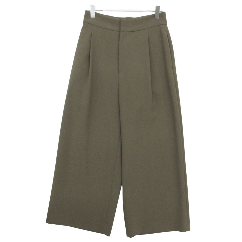 BALLSEY ボールジー パンツ ストレッチクロップドワイドパンツ タック クロップド アンクル丈 カーキグリーン 34【S】 レディース 【中古】
