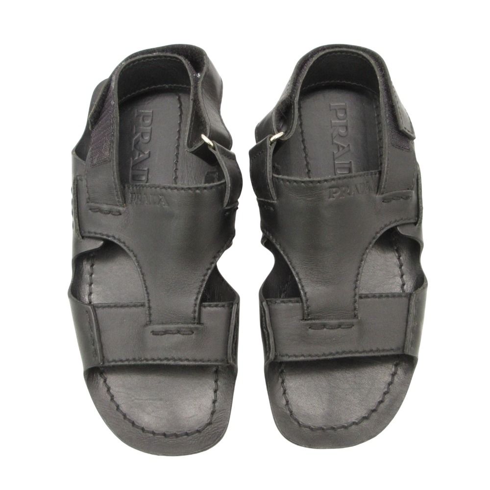 PRADA プラダ サンダル ロゴ入り レザー シューズ 靴 ブラック 7 26cm メンズ 【中古】 18,750円