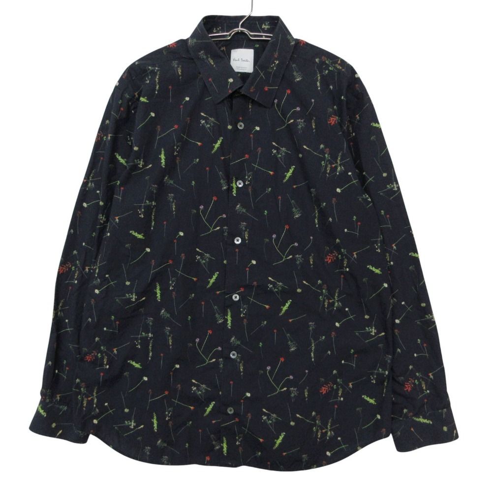 PAUL SMITH COLLECTION ポールスミスコレクション 長袖シャツ フローラル 花柄 イタリア製 コットン100％ ネイビー メンズ 【中古】