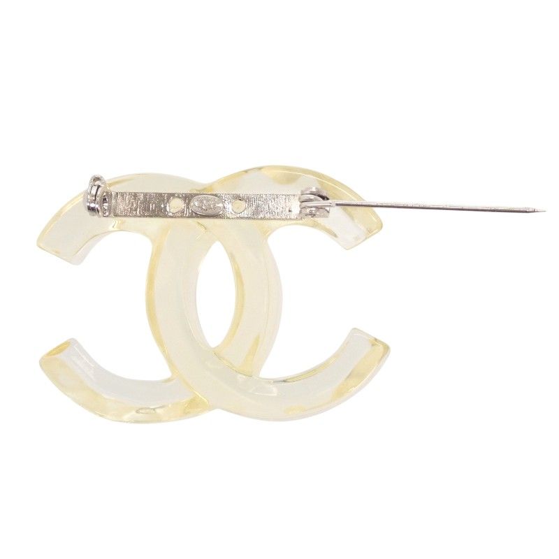 シャネル CHANEL ココマーク ブローチ アクリル クリア レディース