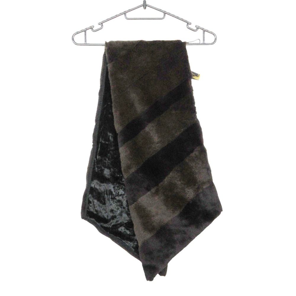 FENDI フェンディ アルタ モーダ ALTA MODA マフラー リアル ファー 毛皮 ティペット ストール オールド OLD ブラック レディース 【中古】
